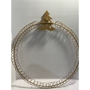 Vintage Round Gold Metal Tree Card or Photo Holder, Christmas Decor